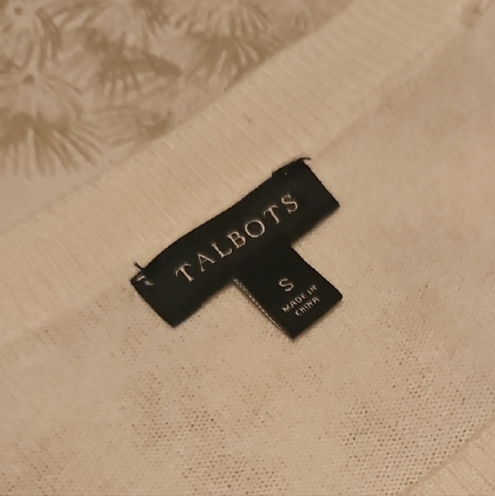 Talbots Off White Cream Sweater with Spring Design - Picture 3 of 3